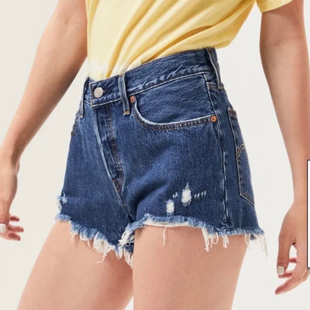 Levi’s 501 Cut Off Distressed High Rise Jean Shorts Size 33 Festival Y2K Preppy